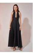 Linen Draped Maxi Dress
