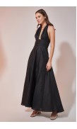 Linen Draped Maxi Dress