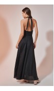 Linen Draped Maxi Dress
