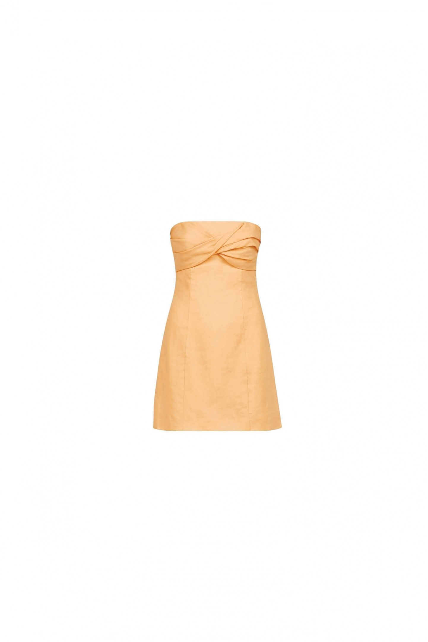 Draped Strapless Mini Linen Dress