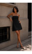 Draped Strapless Mini Linen Dress