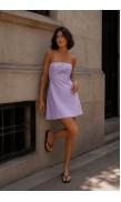 Draped Strapless Mini Linen Dress