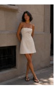 Draped Strapless Mini Linen Dress
