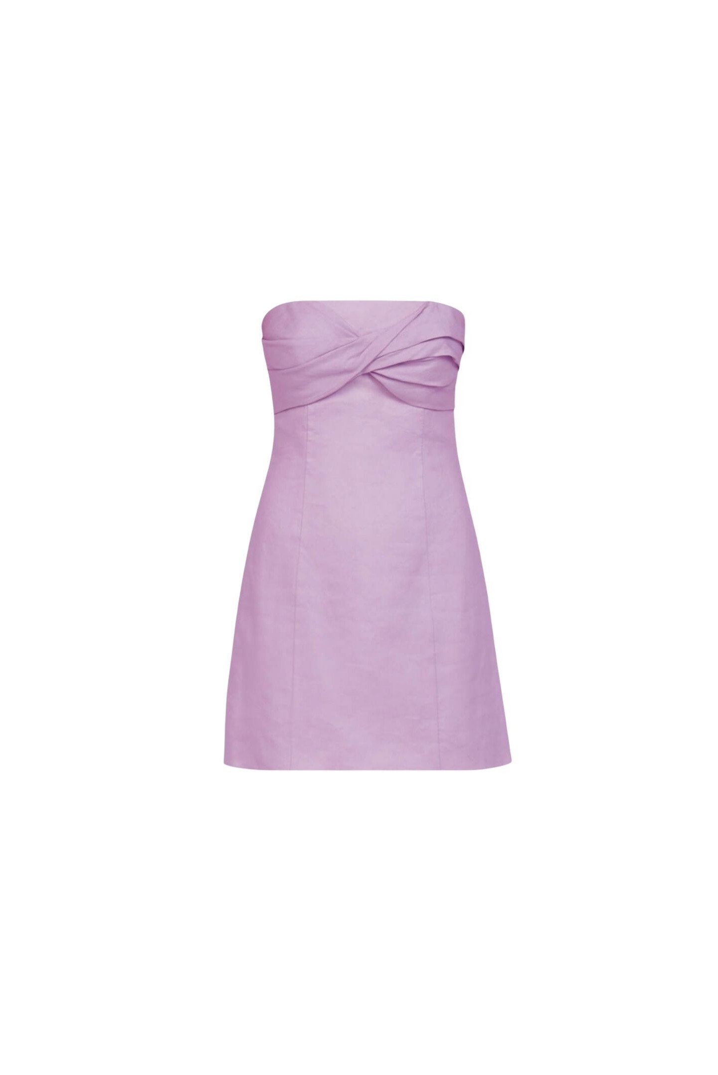 Draped Strapless Mini Linen Dress