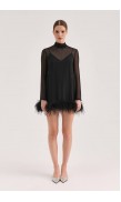 Ostrich Feather See-Through Mini Dress