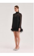 Ostrich Feather See-Through Mini Dress