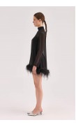 Ostrich Feather See-Through Mini Dress
