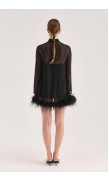 Ostrich Feather See-Through Mini Dress
