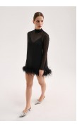 Ostrich Feather See-Through Mini Dress