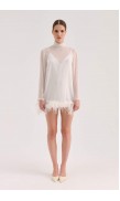 Ostrich Feather See-Through Mini Dress