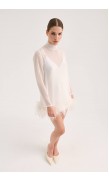 Ostrich Feather See-Through Mini Dress