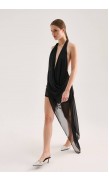Draped Open-Back Halter Neck Mini Dress