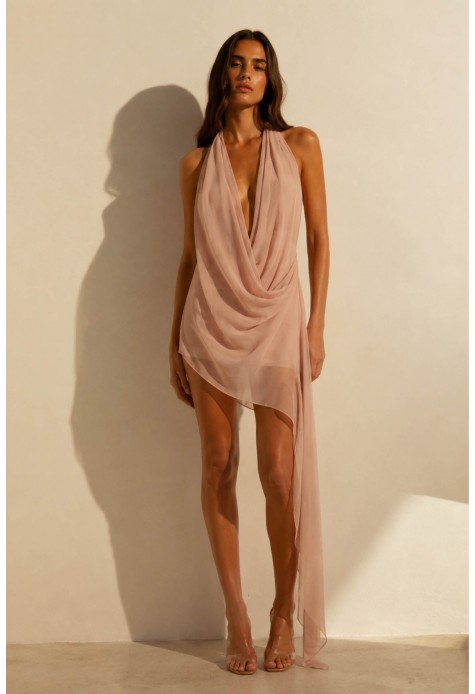 Chiffon Mini Draped Dress