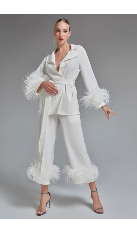 Ostrich Feather Kimono Top