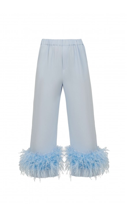 Faux Feather Pants with Elastic Waist
