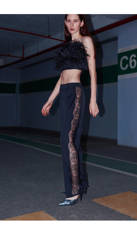 Ostrich Feather Crop Top