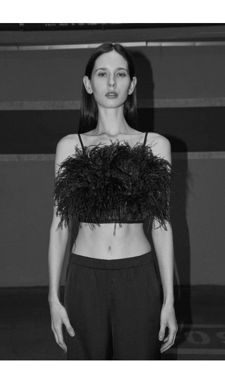Ostrich Feather Crop Top