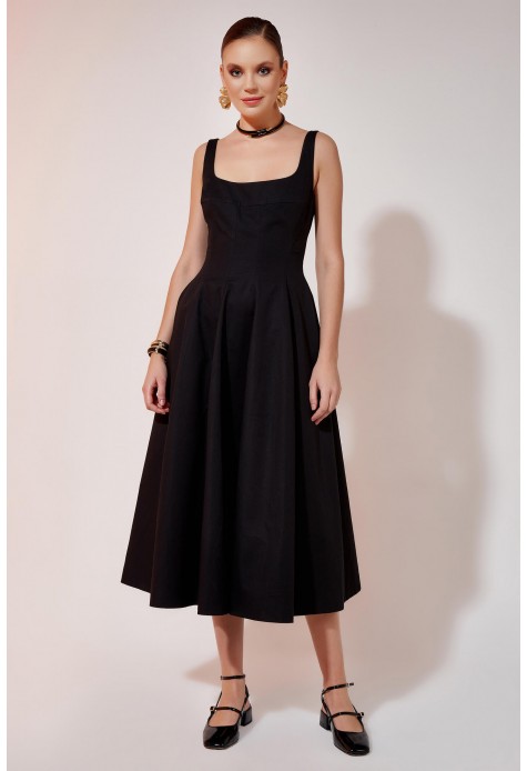 Mid-Length Poplin Dress 