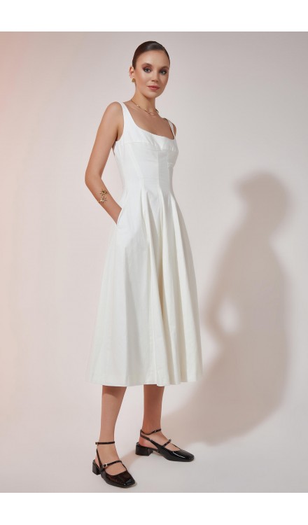 Mid-Length Poplin Dress 