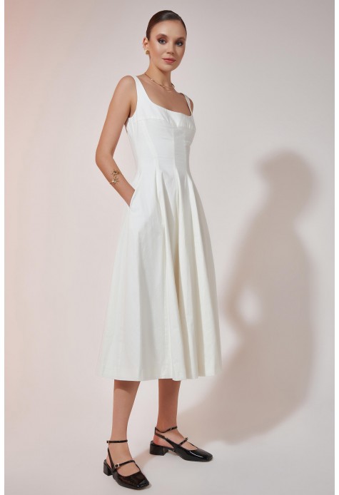 Mid-Length Poplin Dress 
