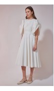 Drawstring Detailed Poplin Mid-Length Dress