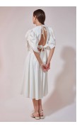 Drawstring Detailed Poplin Mid-Length Dress