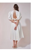 Drawstring Detailed Poplin Mid-Length Dress
