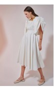 Drawstring Detailed Poplin Mid-Length Dress