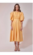Drawstring  Detailed Linen Mid-Length Dress