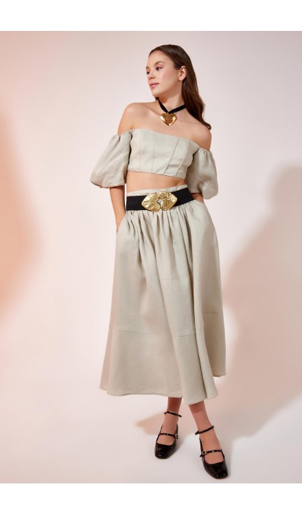 Midi Linen Skirt