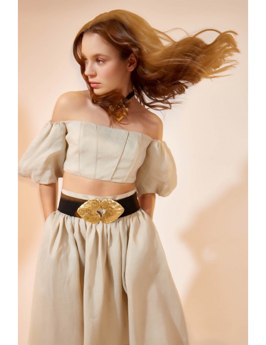 Balloon Sleeve Crop Top