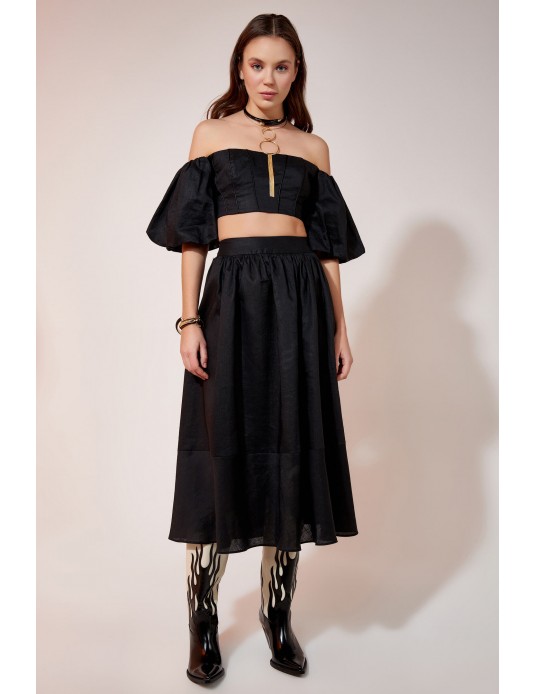 Balloon Sleeve Crop Top