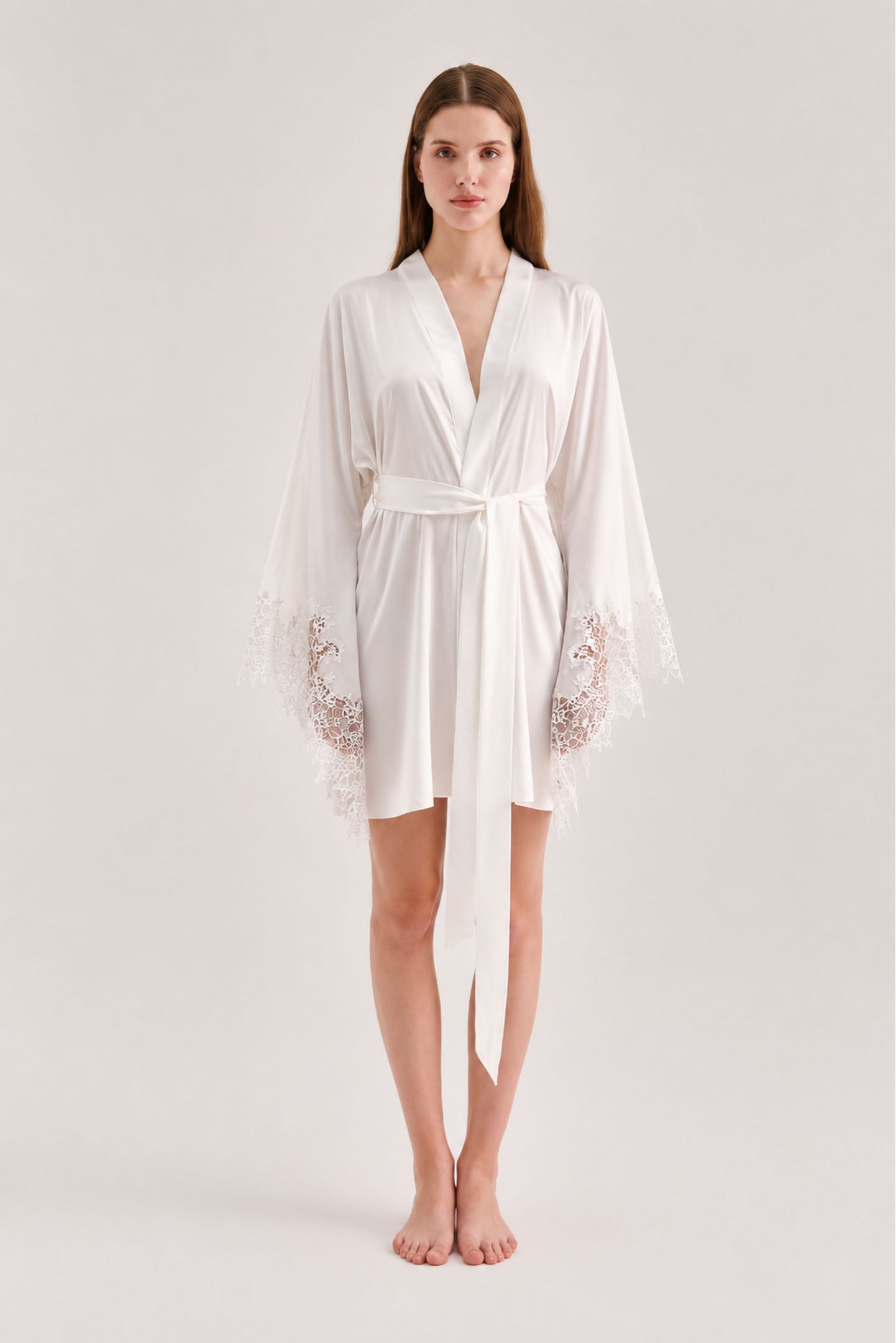 Lace Mini Silk Robe 