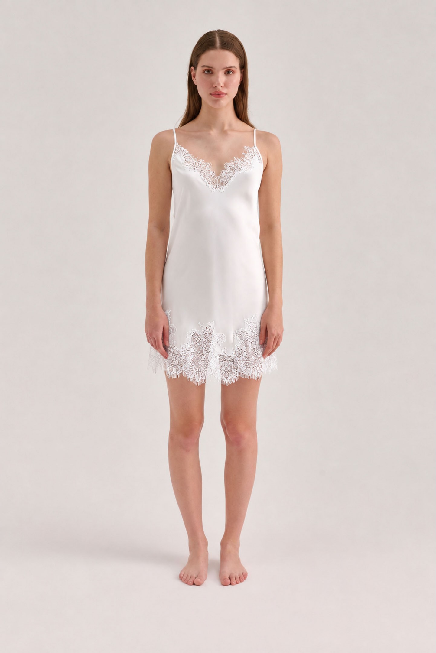 Silk Lace Detailed Mini Cami Dress 