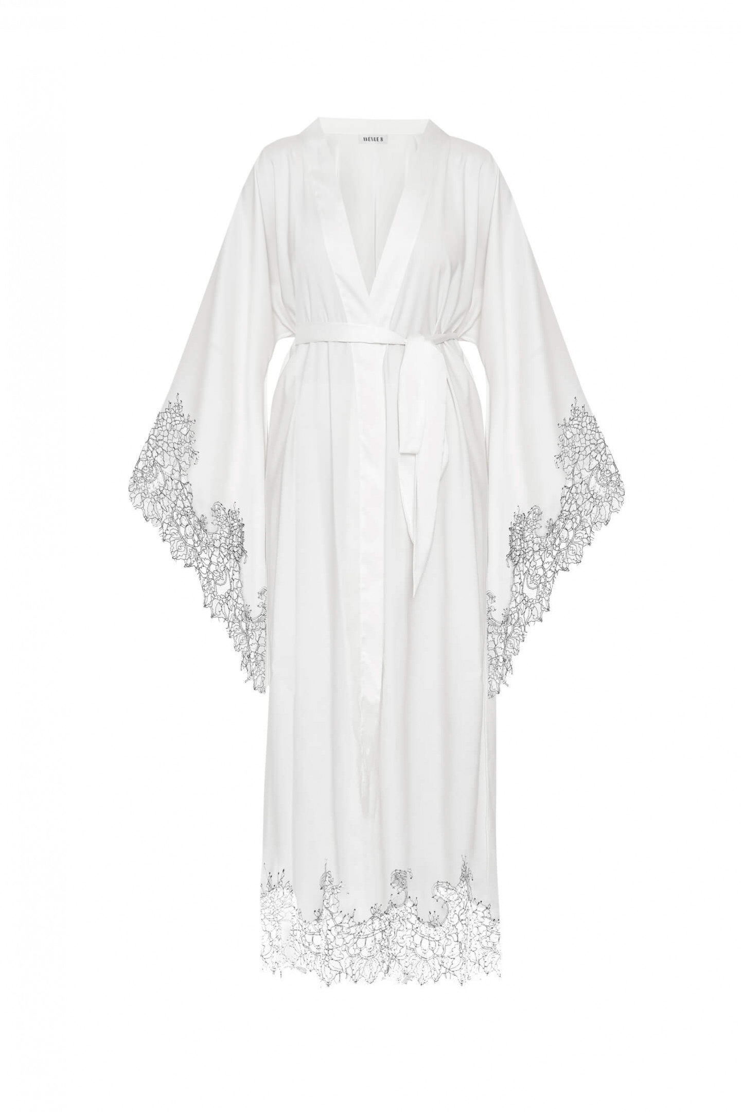 White Lace Detailed Maxi White Robe