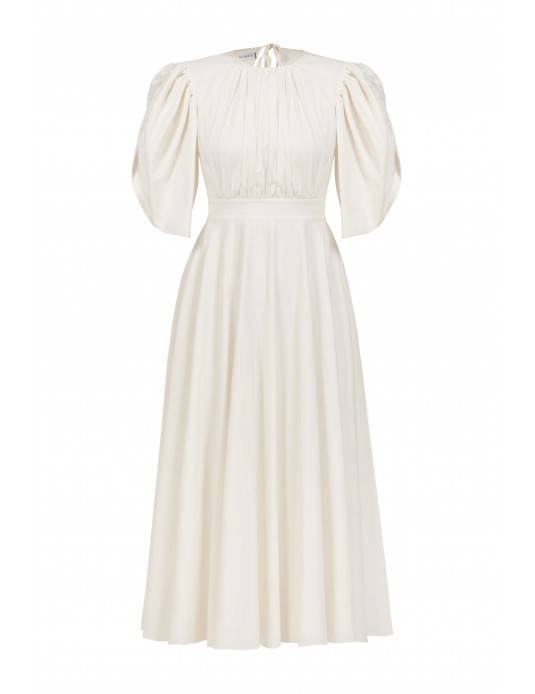 Drawstring Detailed Poplin Mid-Length Dress
