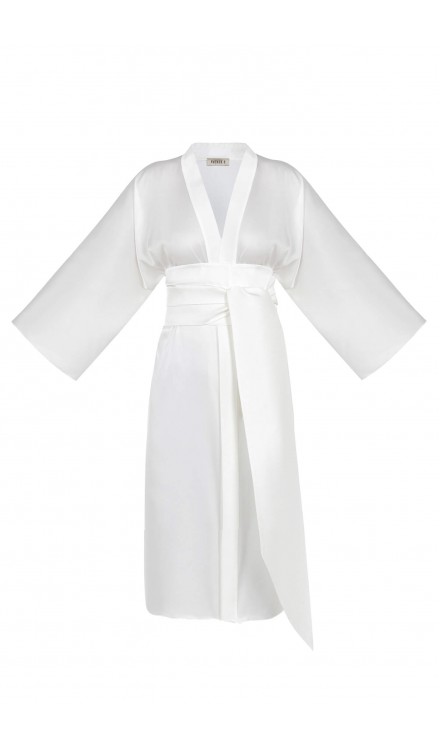 Maxi Silk Robe with Wide Belt 