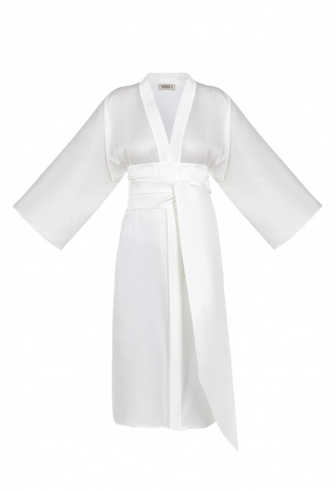 Maxi Silk Robe with Wide Belt 