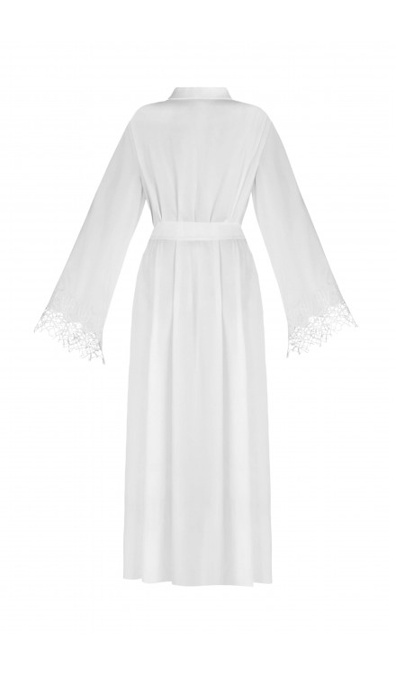 Embellished Maxi Silk Collar Robe