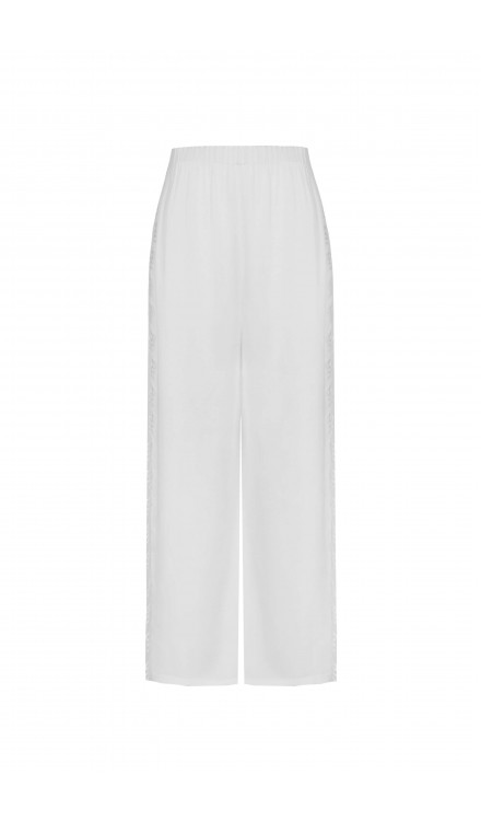 Embellished Silk Pants with Carved Side Detailing