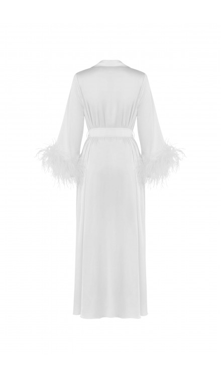 Ostrich Feather Maxi Silk Collar Robe