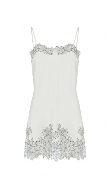 Lace Detailed Straight Neck Mini Dress