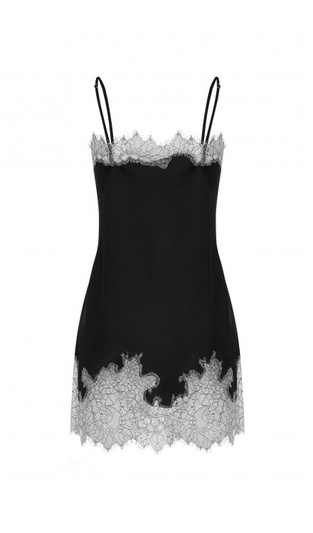 Lace Detailed Straight Neck Mini Dress