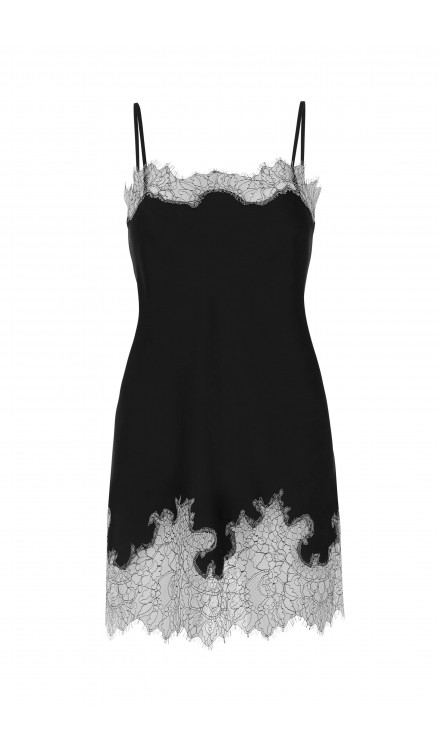 Lace Detailed Straight Neck Mini Dress