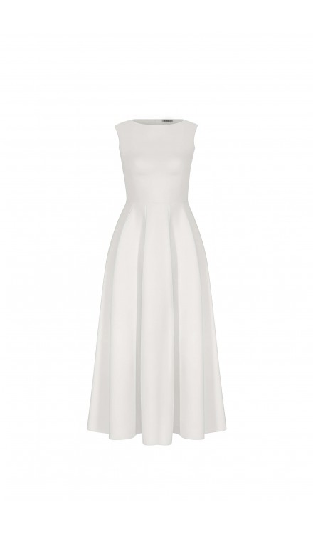 Flared Mid-Length Crepe Dress 