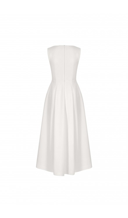 Flared Mid-Length Crepe Dress 
