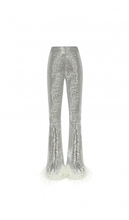 Ostrich Feather Sequined Pants