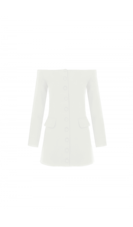 Off-Shoulder Fitted Mini Blazer Dress 