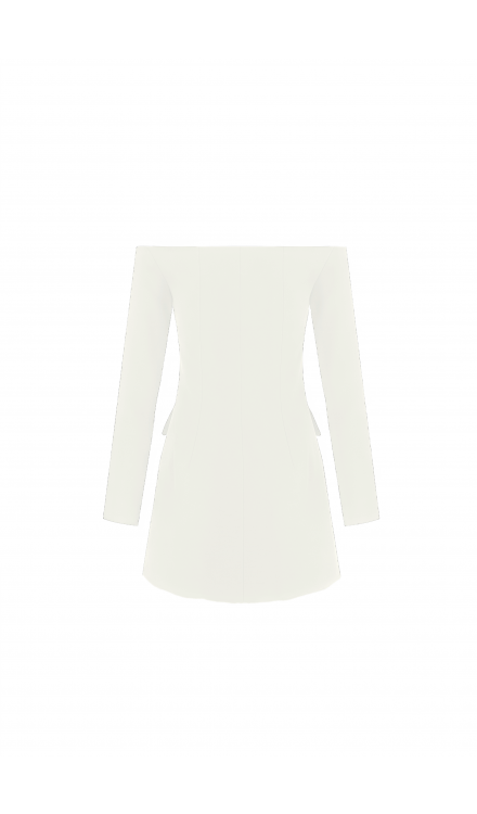 Off-Shoulder Fitted Mini Blazer Dress 