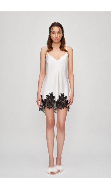 Silk Lace Mini Slip Dress